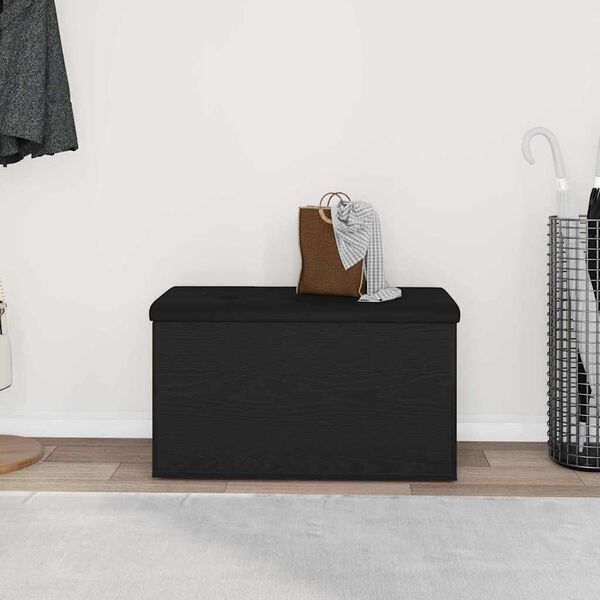 vidaXL Storage Bench Black Oak 82 x 42 x 45 cm Engineered Wood