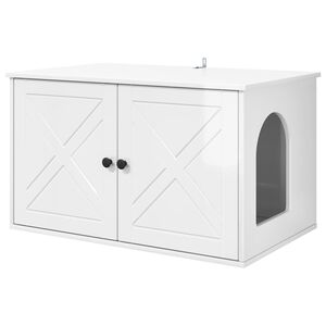 vidaXL Cat House Gloss White 85 x 55 x 50 cm Engineered Wood