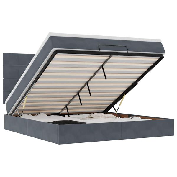 vidaXL Ottoman Bed with Mattresses Dark Grey 160x200cm Velvet