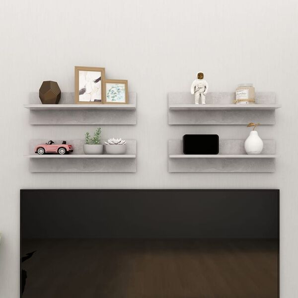 vidaXL Wall Shelf 4 pcs Concrete Grey 60x11.5x18 cm Engineered Wood