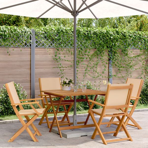 vidaXL 5 Piece Garden Dining Set Beige Fabric and Solid Wood
