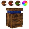 vidaXL Bedside Cabinets with LED Lights 2 pcs Smoked Oak 35x39x55 cm