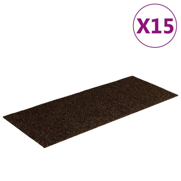 vidaXL Stair Mats Self-adhesive 15 pcs 60x25 cm Brown Rectangular