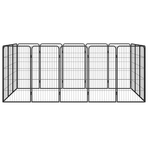 vidaXL 16-Panel Dog Playpen Black 50x100 cm Powder-coated Steel