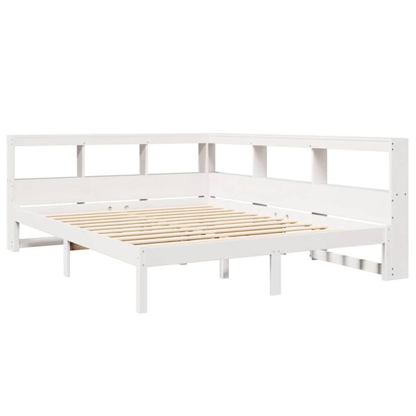 vidaXL Bookcase Bed without Mattress White 140x200 cm Solid Wood Pine