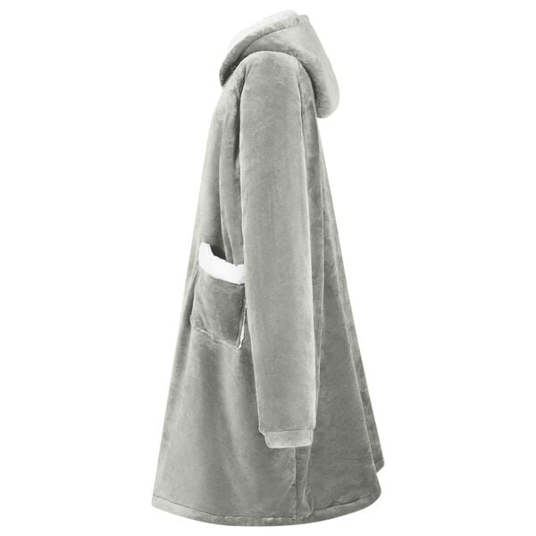 vidaXL Blanket Hoodie Grey 112 x 94 cm Fleece and Flannel