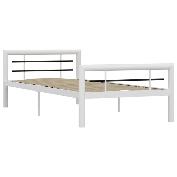 vidaXL Bed Frame White and Black Metal 90x200 cm