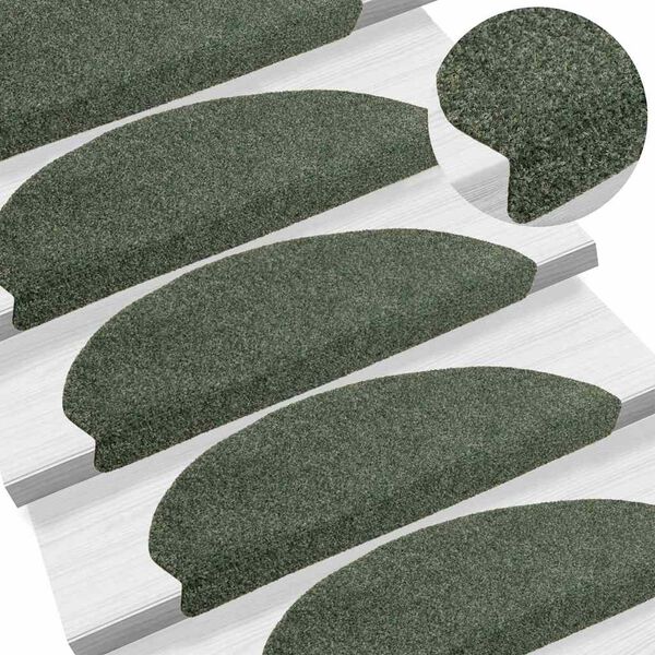 vidaXL Stair Mats Self-adhesive 10 pcs 65x21x4 cm Green Half Round Large