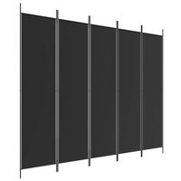 vidaXL 5-Panel Room Divider Black 250x200 cm Fabric