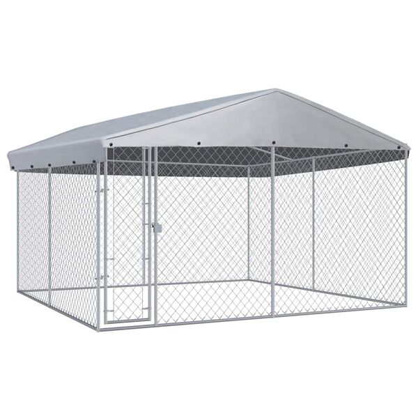 vidaXL Outdoor Dog Kennel with Roof 382x382x225 cm