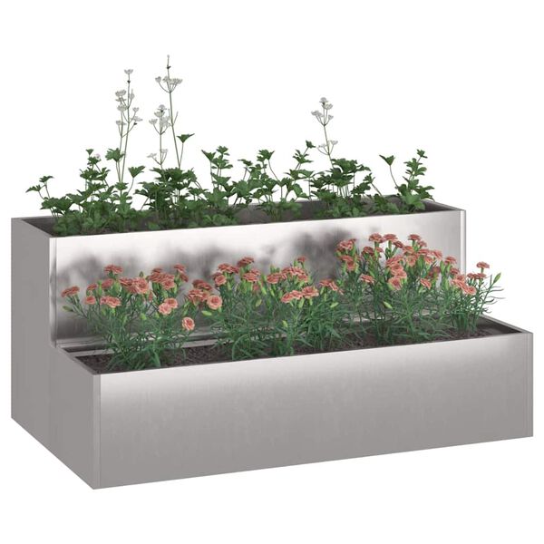vidaXL Garden Planter Silver 100 x 60 x 45 cm Stainless Steel