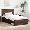vidaXL Bed Frame with Headboard Brown Oak 100 x 200 cm Solid Pine Wood