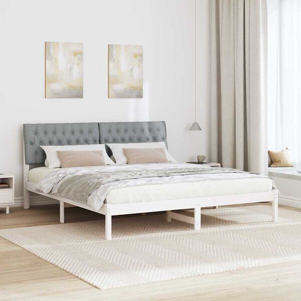 vidaXL Bed Frame with Upholstered Headboard White 180 x 200 cm