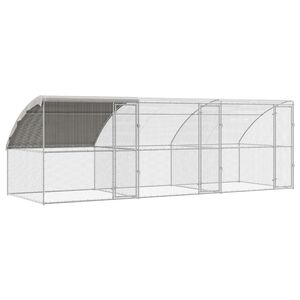 vidaXL Chicken Cage with 3 Doors 3 pcs Silver 600x200x200cm
