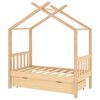 vidaXL Kids Bed Frame with a Drawer Solid Pine Wood 70x140 cm