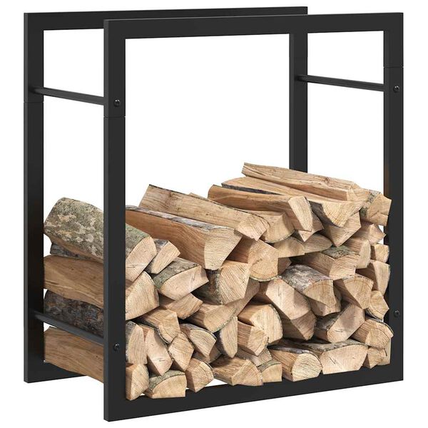 vidaXL Firewood Rack Matt Black 50x28x56 cm Steel