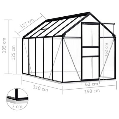 vidaXL Greenhouse with Base Frame Anthracite Aluminium 5.89 m²