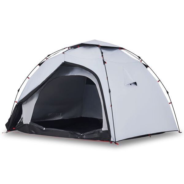 vidaXL Camping Tent Dome 4-Person White Blackout Fabric Quick Release