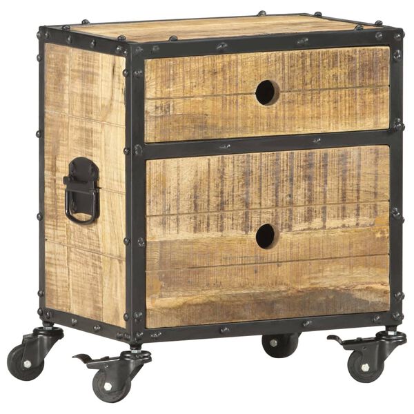 vidaXL Bedside Cabinet 40x30x50 cm Rough Mango Wood