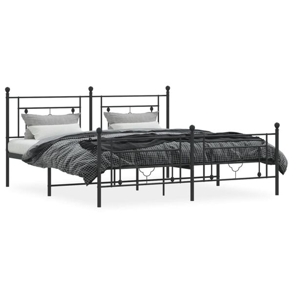 vidaXL Metal Bed Frame without Mattress with Footboard Black 183x213cm