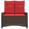 vidaXL Reclining Garden Bench with Cushions Brown Poly Rattan