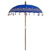 vidaXL Balinese Parasol 260 Blue 180-190 cm Cotton and solid wood