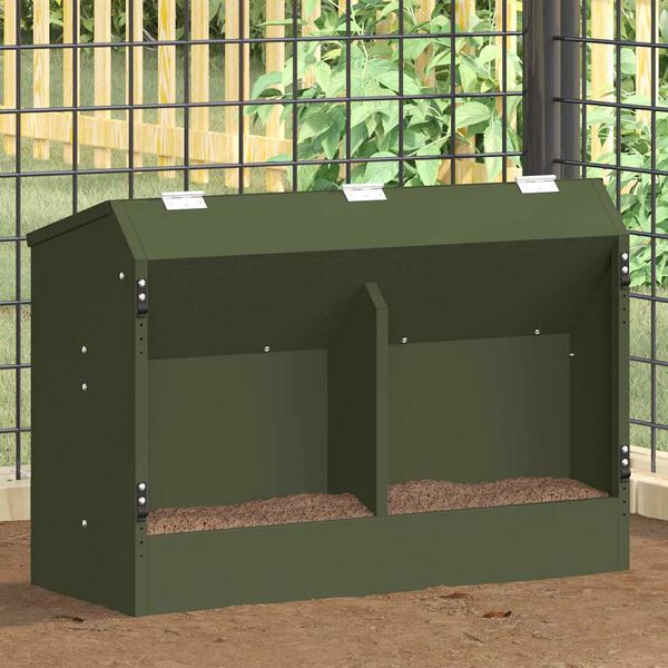 vidaXL Rabbit Feeder Olive Green 64.5 x 25.5 x 45.5 cm