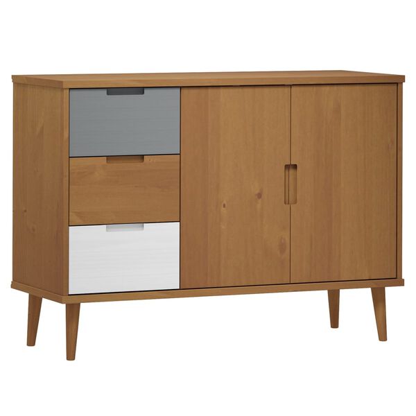 vidaXL Sideboard MOLDE Brown 113x40x80 cm Solid Wood Pine