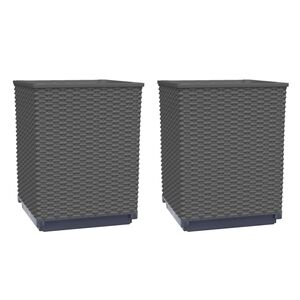 vidaXL Planters 2 pcs Black 30x30x37 cm Polypropylene