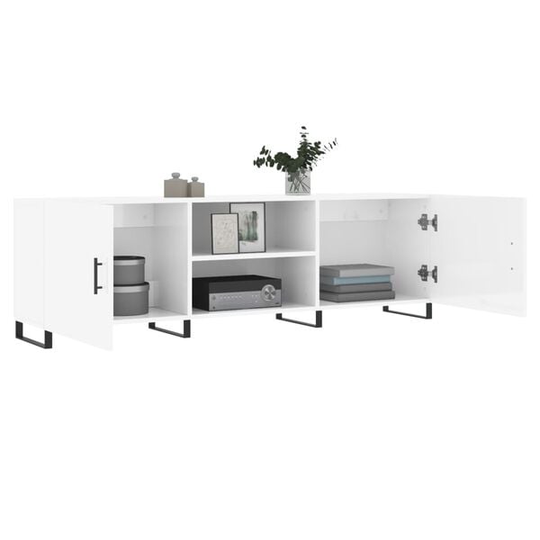 vidaXL TV Cabinet High Gloss White 150x30x50 cm Engineered Wood