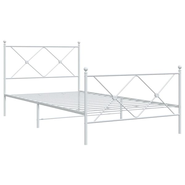 vidaXL Metal Bed Frame without Mattress with Footboard White 107x203cm