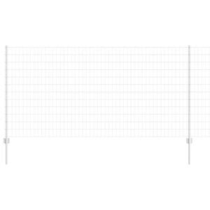 vidaXL Euro Fence with Post 25 x 1.2 m Galvanised Steel Silver Mesh