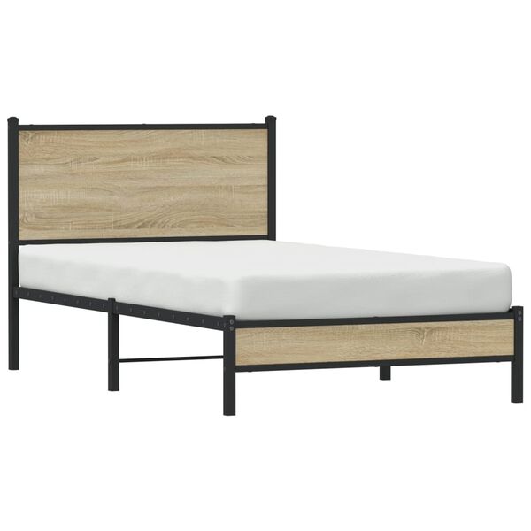 vidaXL Metal Bed Frame without Mattress Sonoma Oak 100x200 cm