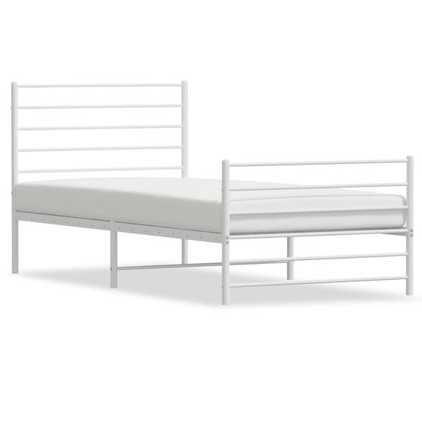 vidaXL Metal Bed Frame without Mattress with Footboard White 90x200cm