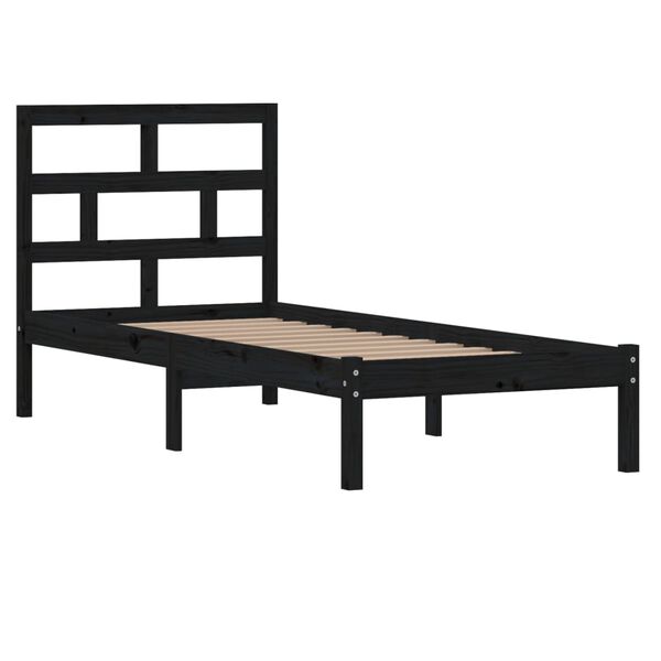 vidaXL Bed Frame without Mattress Black Small Single Solid Wood