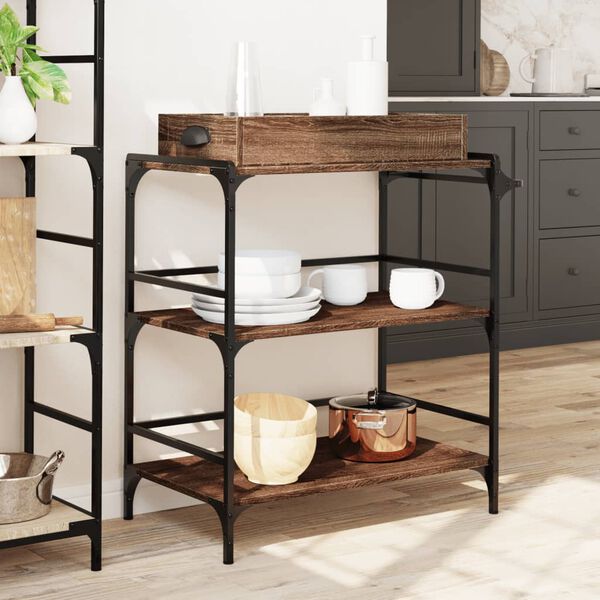 vidaXL Kitchen Trolley Brown Oak 81.5x41x92.5 cm Engineered Wood