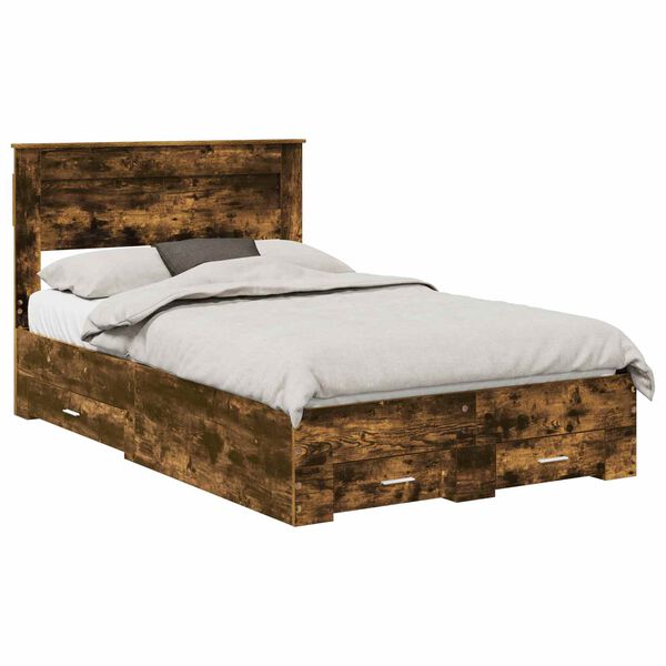 vidaXL Bed Frame with Drawer with Headboard Manual Engineered Wood