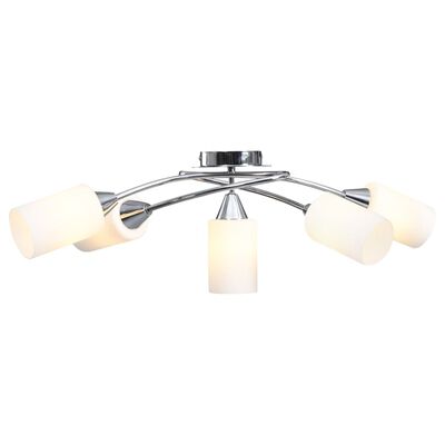 vidaXL Ceiling Lamp with Ceramic Shades for 5 E14 Bulbs White Cone