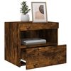 vidaXL Bedside Cabinet with LED Lights Smoked Oak 50x40x45 cm