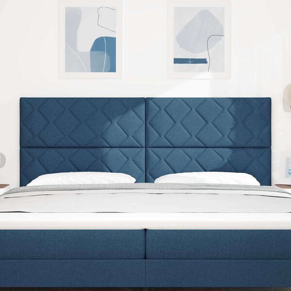 vidaXL Headboard with LED Strip Lights Adjustable Blue 200 cm Fabric