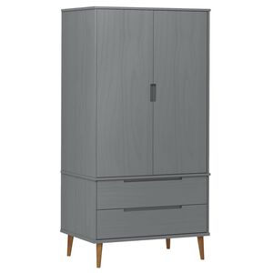 vidaXL Wardrobe MOLDE Grey 90x55x175 cm Solid Wood Pine