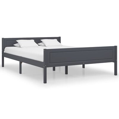 vidaXL Bed Frame Solid Pinewood Grey 140x200 cm