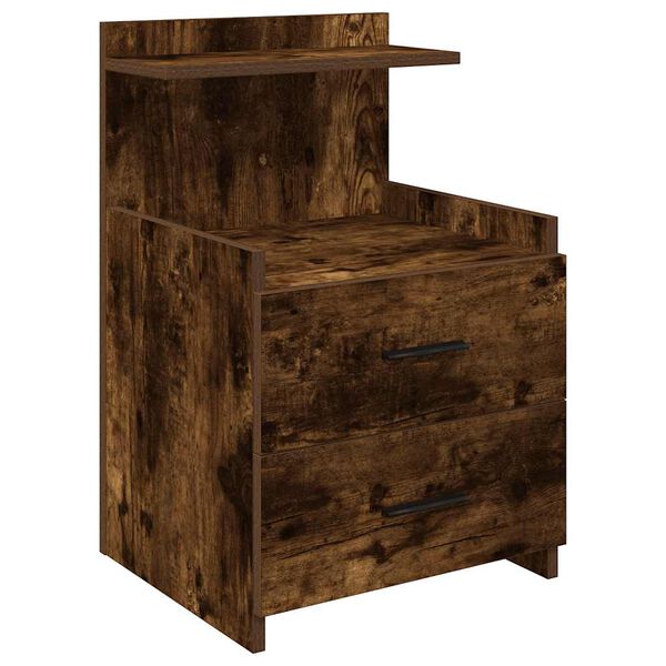 vidaXL Bedside Cabinet with 2 Drawers Smoked Oak 40x36.5x62 cm