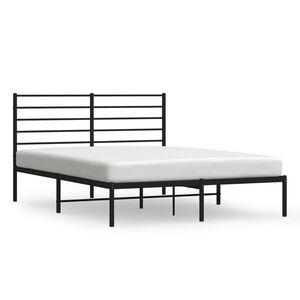 vidaXL Metal Bed Frame without Mattress with Headboard Black 140x200cm