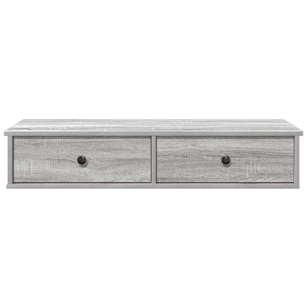 vidaXL Wall Shelf with Drawers Grey Sonoma 100x37.5x19 cm Engineered Wood