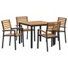 vidaXL Garden Dining Set 5 pcs Black Solid Acacia Wood