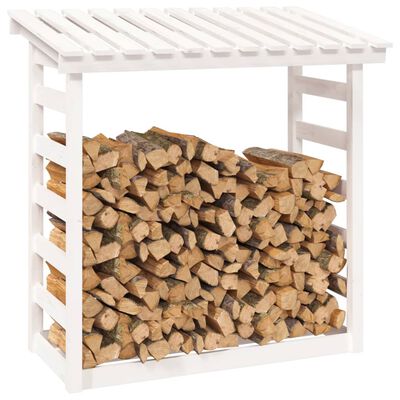 vidaXL Firewood Rack White 108x64.5x110 cm Solid Wood Pine