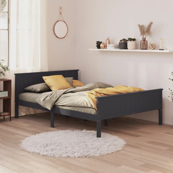 vidaXL Bed Frame without Mattress Grey Solid Wood Pine 160x200 cm