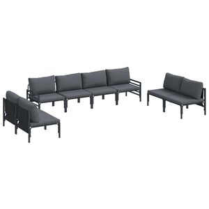 vidaXL Garden Sofa Set with Cushion 8 pcs Black Steel