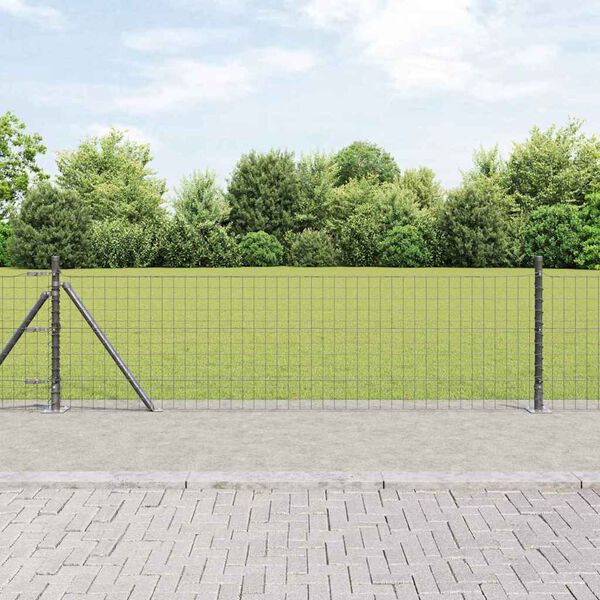 vidaXL Fence Post 13 pcs Grey Steel